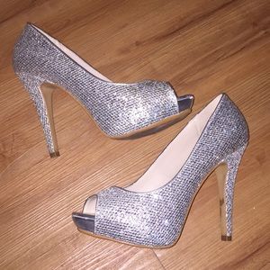 Aldo Silver sparkly platform stilletos Nean